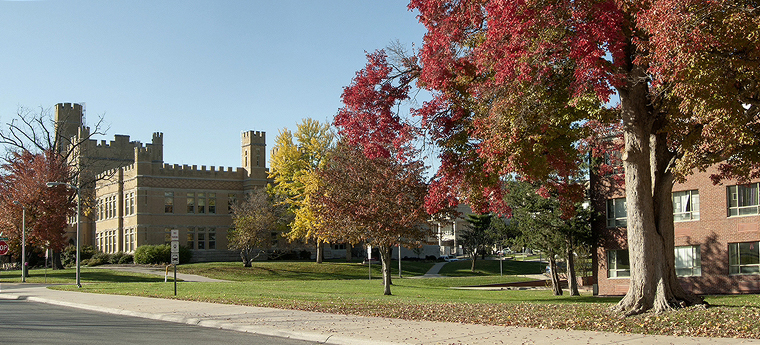 campus lake in fall